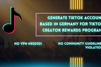 create a tiktok account based in germany for creator rewards program