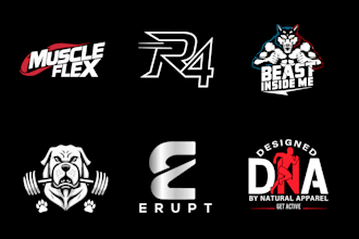 design gym, sports, fitness, monogram and clothing brand logo