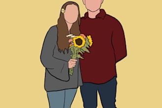 digital illustrations of couples, families, or friends