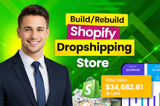 build shopify store design shopify dropshipping ecommerce store, shopify website