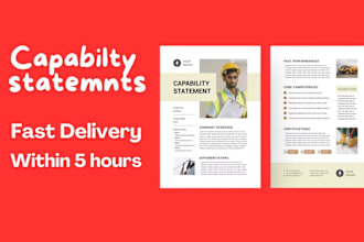 do professional capability statement design , eye catching speaker one sheet