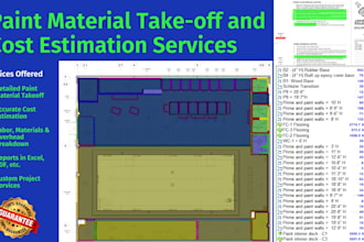 provide detailed paint takeoff and cost estimation