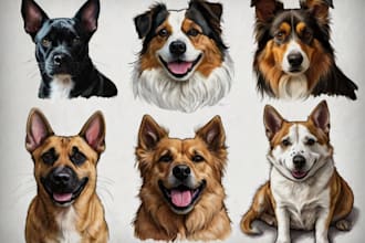 draw pet portraits character logo and friendship portrait