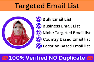provide niches targeted email list to bulk email list for b2b leads