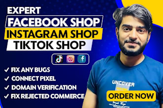 set up facebook, instagram, and tiktok shops, plus complete shopify marketing