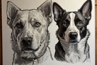 draw pet portrait character logo and friendship portrait
