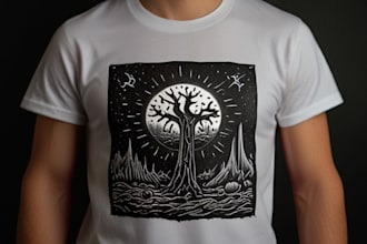 make a linocut tshirt design for brands
