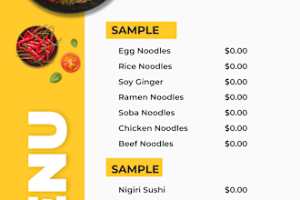 design amazing rate lists, print menu and digital menu
