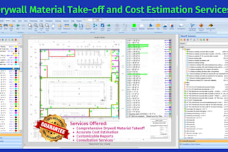 provide drywall material takeoff and cost estimation