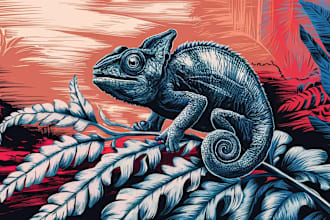 illustrate animal or botanical linocut based on your request
