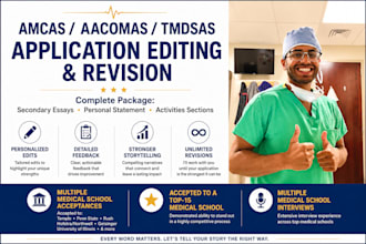 edit medical school personal statements, activities section, secondary essays