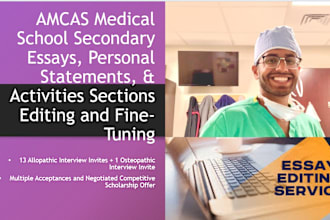 edit medical school personal statements, activities section, secondary essays