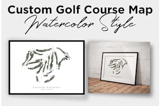 golf course map in water color style