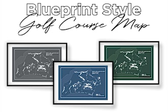 do custom golf course map on blueprint style