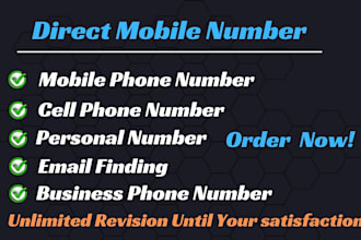 provide mobile phone number, direct phone number and email list building