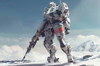 draw gundam mecha character logo and friendship portrait