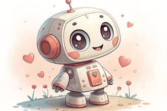 create cute mecha character logo and friendship portrait