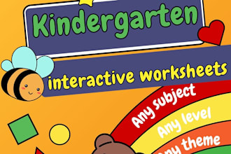 design  kindergarten interactive worksheets of any level