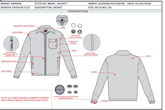 design clothing apparel technical flats sketch tech packs