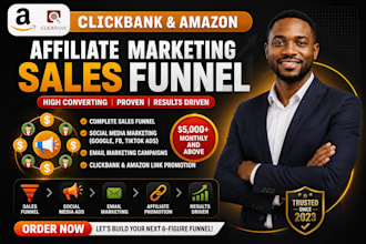 create clickbank amazon affiliate marketing, affiliate website and sales funnel