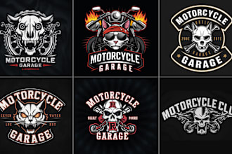 create motorcycle garage logo illustration design