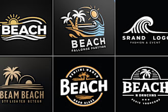 design professional beach ocean wave or vacation logo