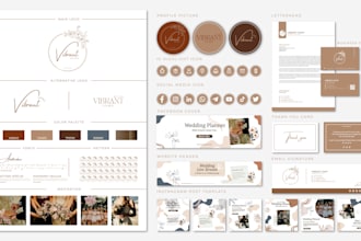 create feminine signature logo social media kit and a complete branding kit