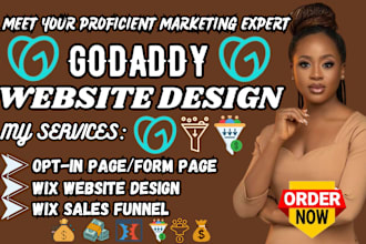 wix sales funnel, godaddy landing page design, wix landing page, sales funnel