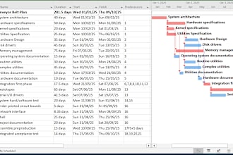 create gantt chart , wbs, project plan with ms project