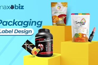 do product packaging design, label design, packaging for box and pouch