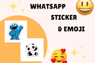 design animated whatsapp and telegram sticker with emoji
