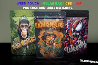 design a unique weed pouch, mylar bag, and cbd product labels
