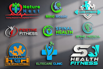 design modern 3d professional health and fitness business logo