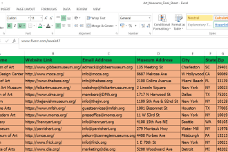 find the email, phone, address, websites excel data entry