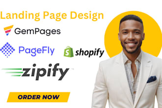 design shopify website or landing page with pagefly, gempages, shogun zipify