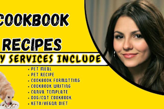 write recipe cookbook, homemade dog food, pet homemade treats menu recipe cards