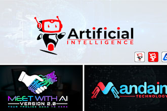 design a modern ai, tech, robotic, app logo