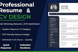design a job winning impressive professional resume and CV