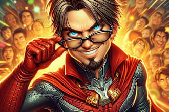 design premium superhero caricature character