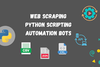 do web scraping, python scripting and automation bots