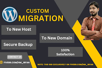 migrate, transfer, move backup your wordpress custom site to new one hosting dom