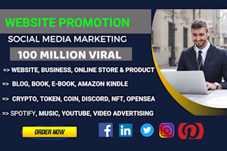 promote your website amazon, crypto, books blog brand any link targeted people