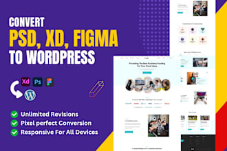 convert PSD, xd, figma to wordpress website or figma to elementor