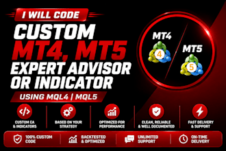 code custom mt4, mt5 expert advisor or indicator using mql4 mql5