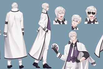 draw character sheet in anime or webtoon style