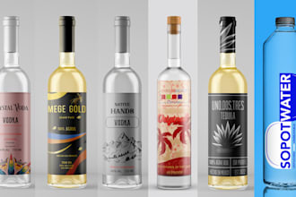 do label or logo for wine, tequila, vodka, gin, liquor, whiskey, mockup
