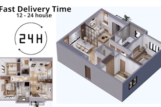 create exterior or interior, 3d floor plan, virtual furniture, virtual