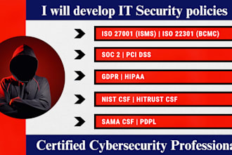 develop policies and procedures of iso 27001, gdpr, hipaa, soc2, and nist csf