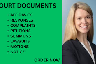 prepare legal documents, lawsuits, motions, complaints, appeals as your lawyer