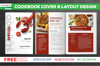 do professional cookbook or recipe book cover, layout, formatting for kdp